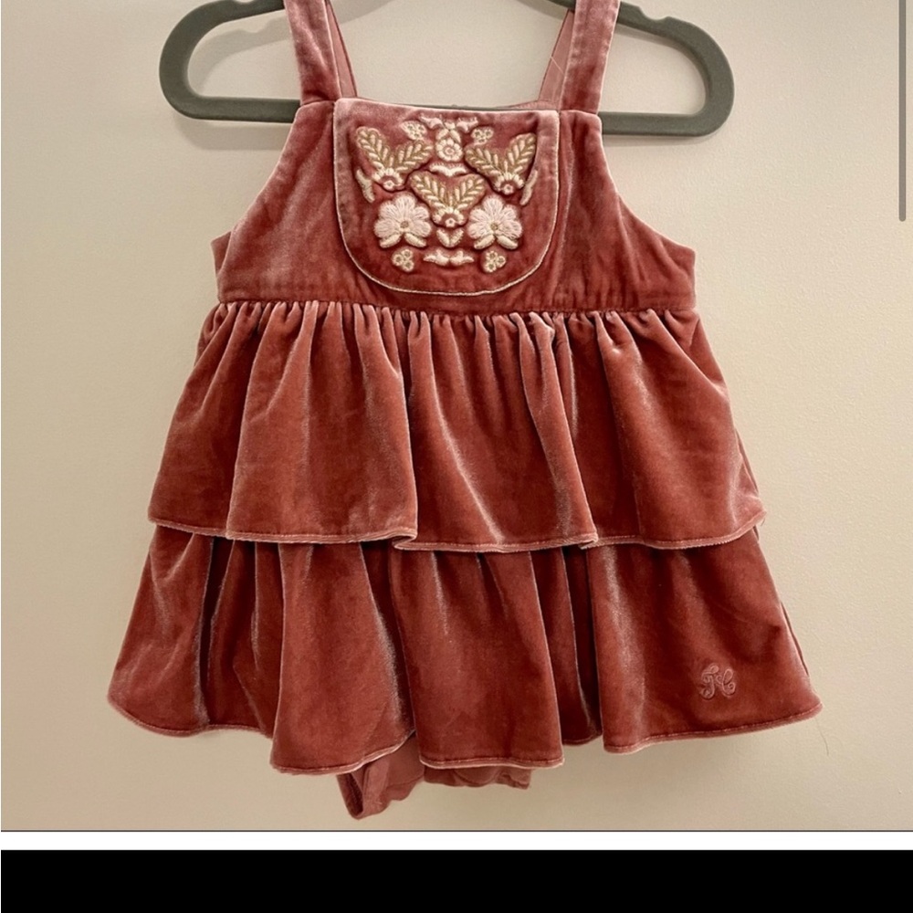 ISO Velvet Tiered Dress with Embroidery